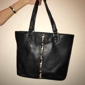 Black and leopard tote bag
